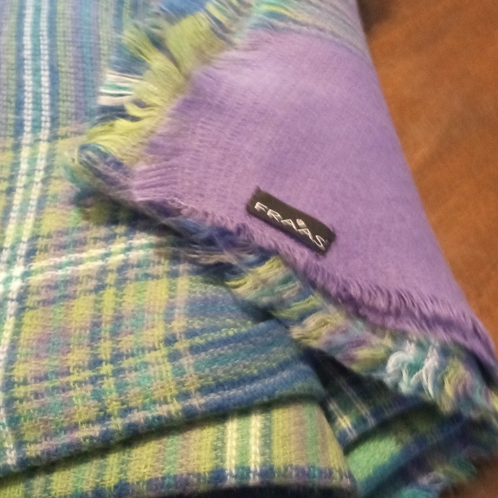 Fraas Rectangular Multi Colored Fringed Wrap Scarf - image 2